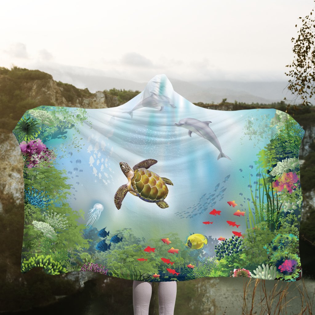 Hawaiian Animal In The Ocean Polynesian Hooded Blanket - AH - Polynesian Pride