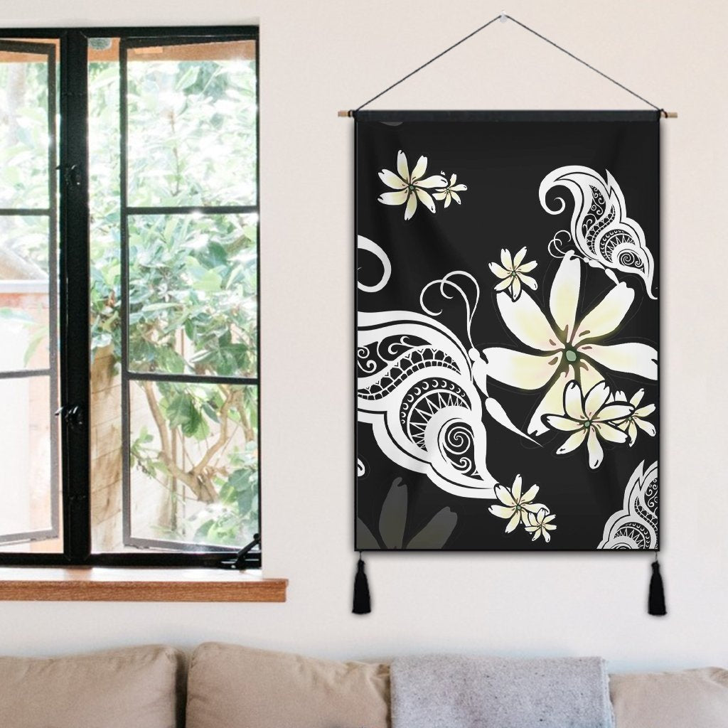 Hawaiian Butterfly Plumeria Polynesian Hanging Poster - AH - Polynesian Pride