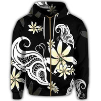 Hawaiian Butterfly Plumeria Polynesian Zip Hoodie - Polynesian Pride