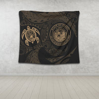 Hawaiian Coat Of Arms Turtle Polynesian Tapestry Gold AH - Polynesian Pride