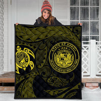Hawaiian Coat Of Arms Turtle Polynesian Premium Quilts Yellow AH - Polynesian Pride