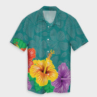 Hawaiian Colorful Hibiscus Polynesian Hawaiian Shirt - AH Unisex Black - Polynesian Pride