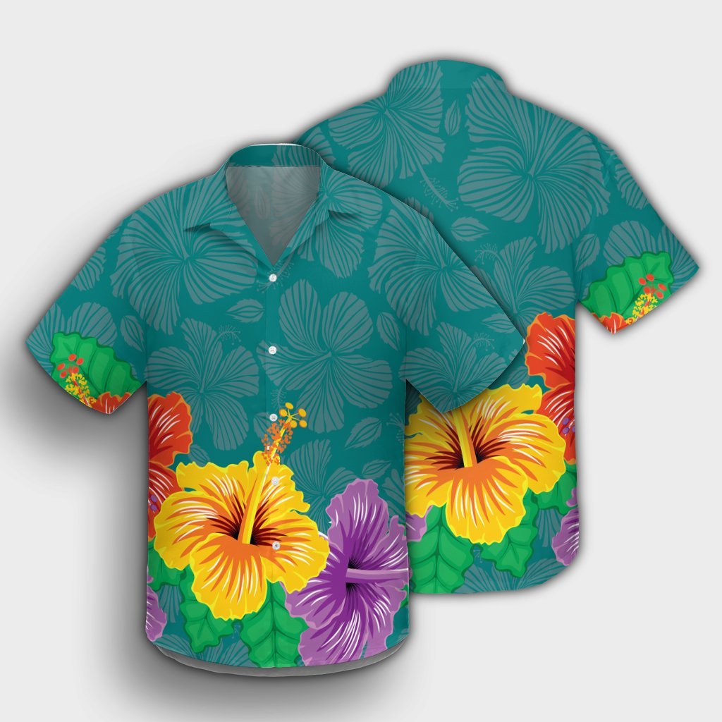 Hawaiian Colorful Hibiscus Polynesian Hawaiian Shirt - AH - Polynesian Pride
