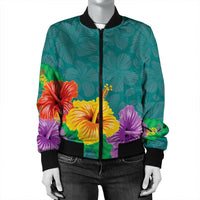 Hawaiian Colorful Hibiscus Polynesian Bomber Jacket - AH - Polynesian Pride