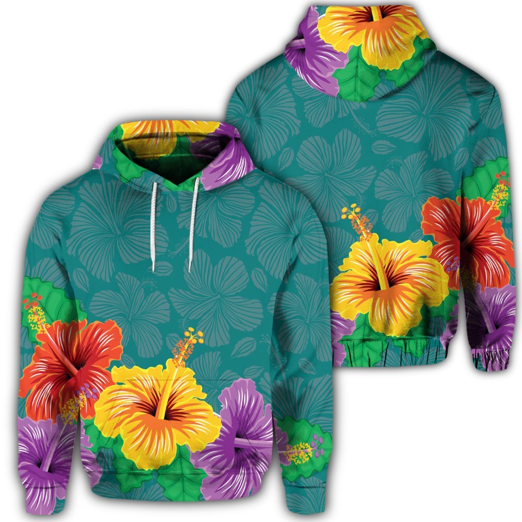 Hawaiian Colorful Hibiscus Polynesian Hoodie Unisex Art - Polynesian Pride