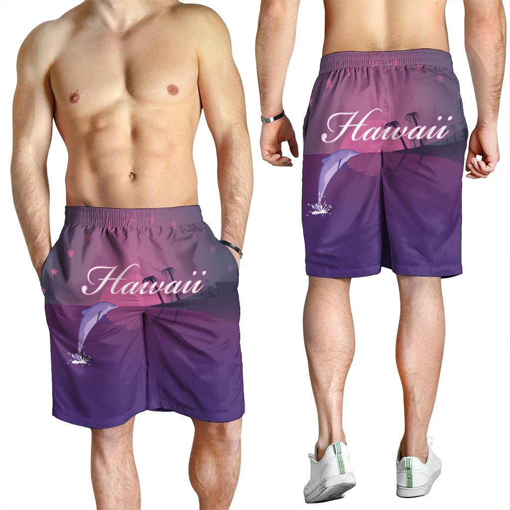 Hawaiian Dolphin Violet Polynesian Men's Shorts - AH - Polynesian Pride
