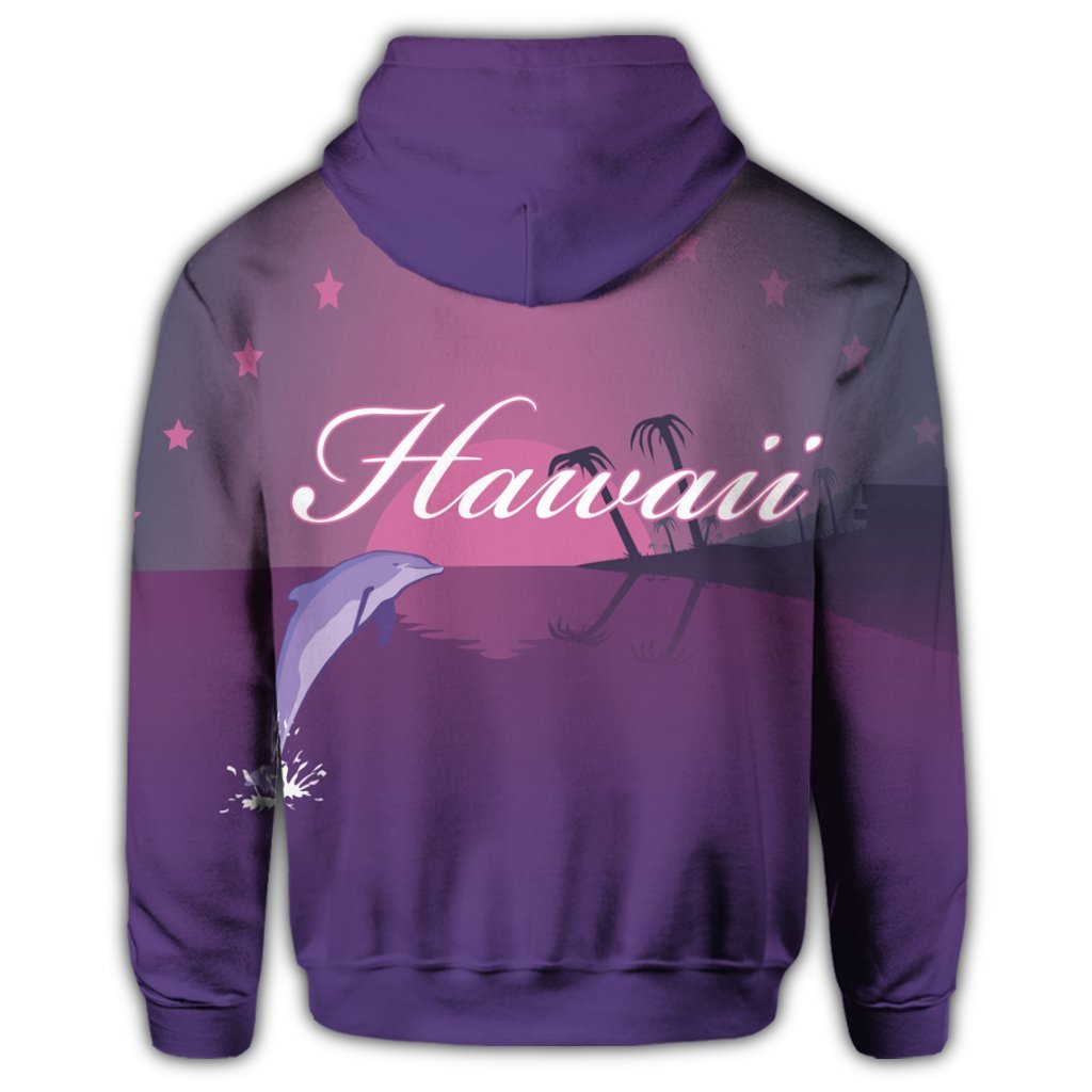 Hawaiian Dolphin Violet Polynesian Zip Hoodie - Polynesian Pride