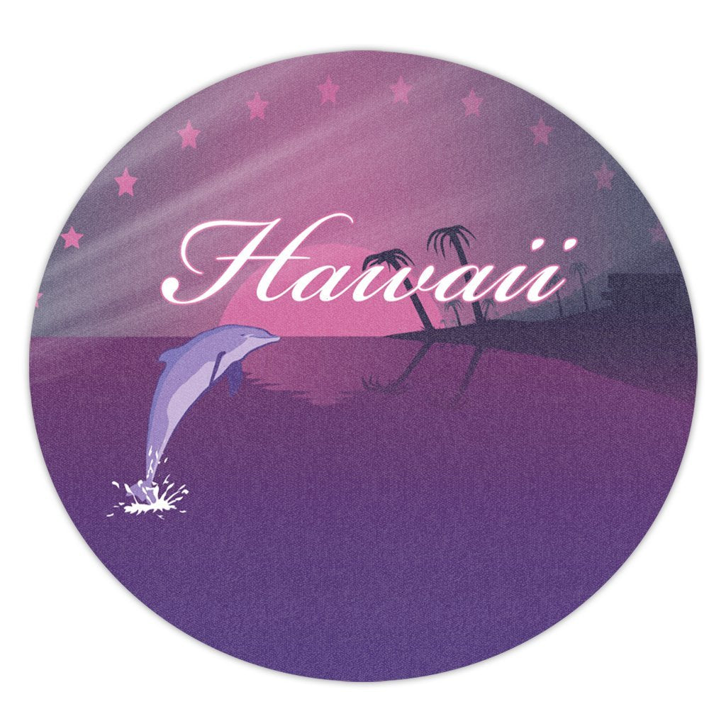 Hawaiian Dolphin Violet Polynesian Round Carpet - AH Round Carpet Luxurious Plush - Polynesian Pride