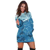 Hawaiian Dolphins Polynesian Hoodie Dress - AH - Polynesian Pride