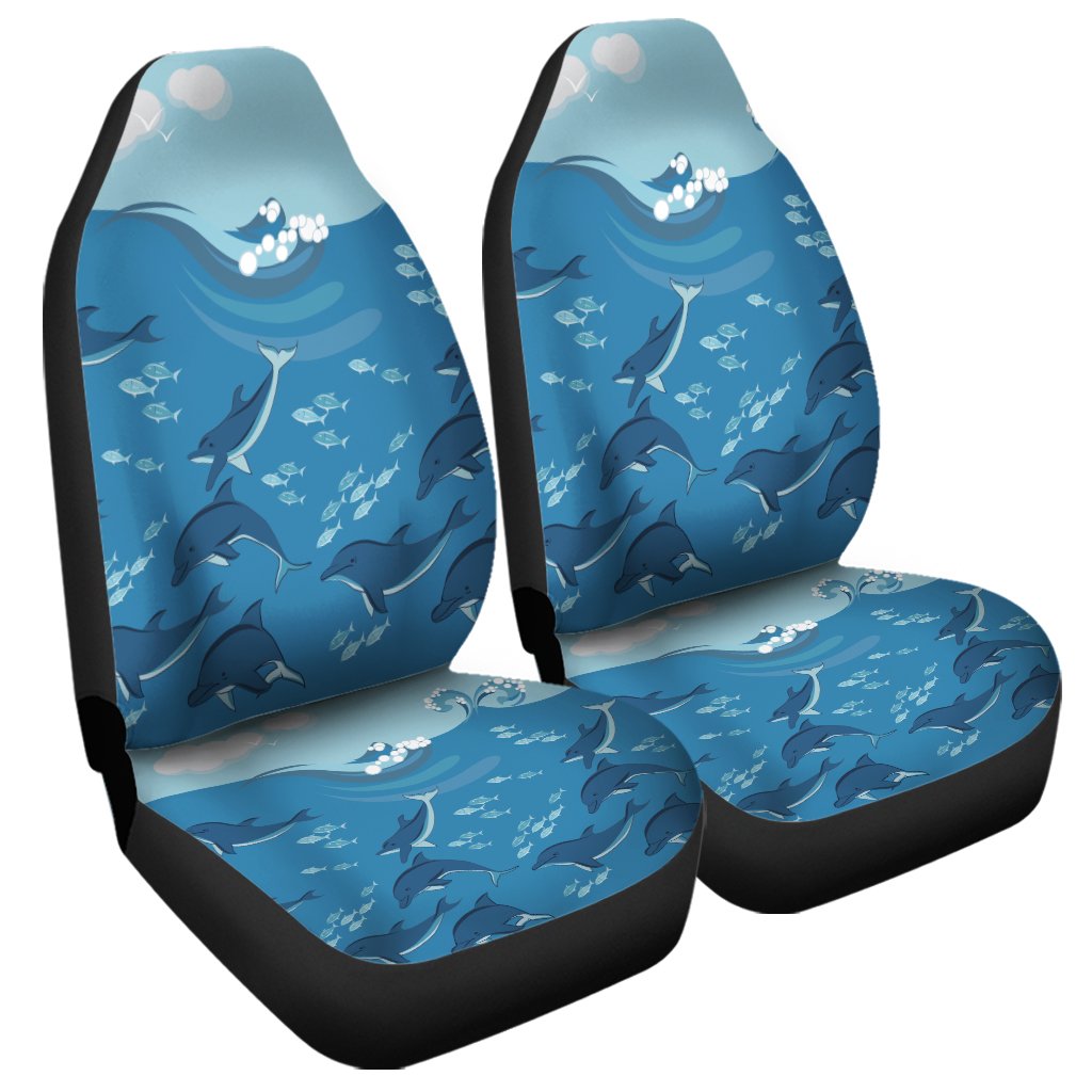 Hawaiian Dolphins Polynesian Car Seat Covers - AH Universal Fit Black - Polynesian Pride