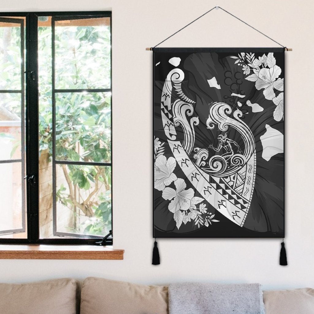 Hawaiian Fish Hook Hibiscus Banzai Surfing Polynesian Hanging Poster - AH - Polynesian Pride