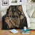 Hawaiian Fish Hook Hibiscus Banzai Surfing Polynesian Premium Blankets Gold - AH White - Polynesian Pride