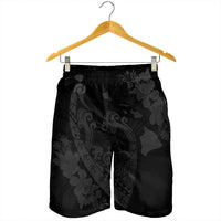 Hawaiian Fish Hook Hibiscus Banzai Surfing Polynesian Men's Shorts Grey - AH - Polynesian Pride