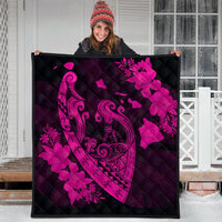 Hawaiian Fish Hook Hibiscus Banzai Surfing Polynesian Premium Quilts Pink - AH - Polynesian Pride