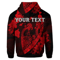 Custom Hawaiian Fish Hook Hibiscus Banzai Surfing Polynesian Hoodie Red - Polynesian Pride