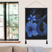Hawaiian Fish Hook Hibiscus Plumeria Polynesian Hanging Poster - Blue - AH - Polynesian Pride