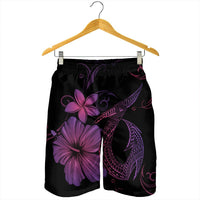 Hawaiian Fish Hook Hibiscus Plumeria Polynesian Men's Shorts - Pink - AH - Polynesian Pride