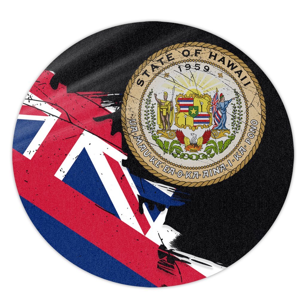 Hawaiian Flag Coat Of Arms Of Hawaii Polynesian Round Carpet - Classic Style Round Carpet Luxurious Plush - Polynesian Pride