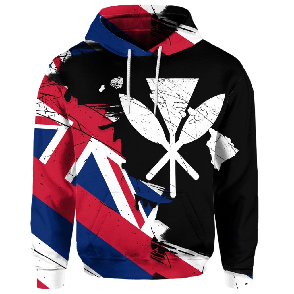 Custom Hawaiian Flag Hawaii Map Kanaka Polynesian Hoodie Classic Style - Polynesian Pride