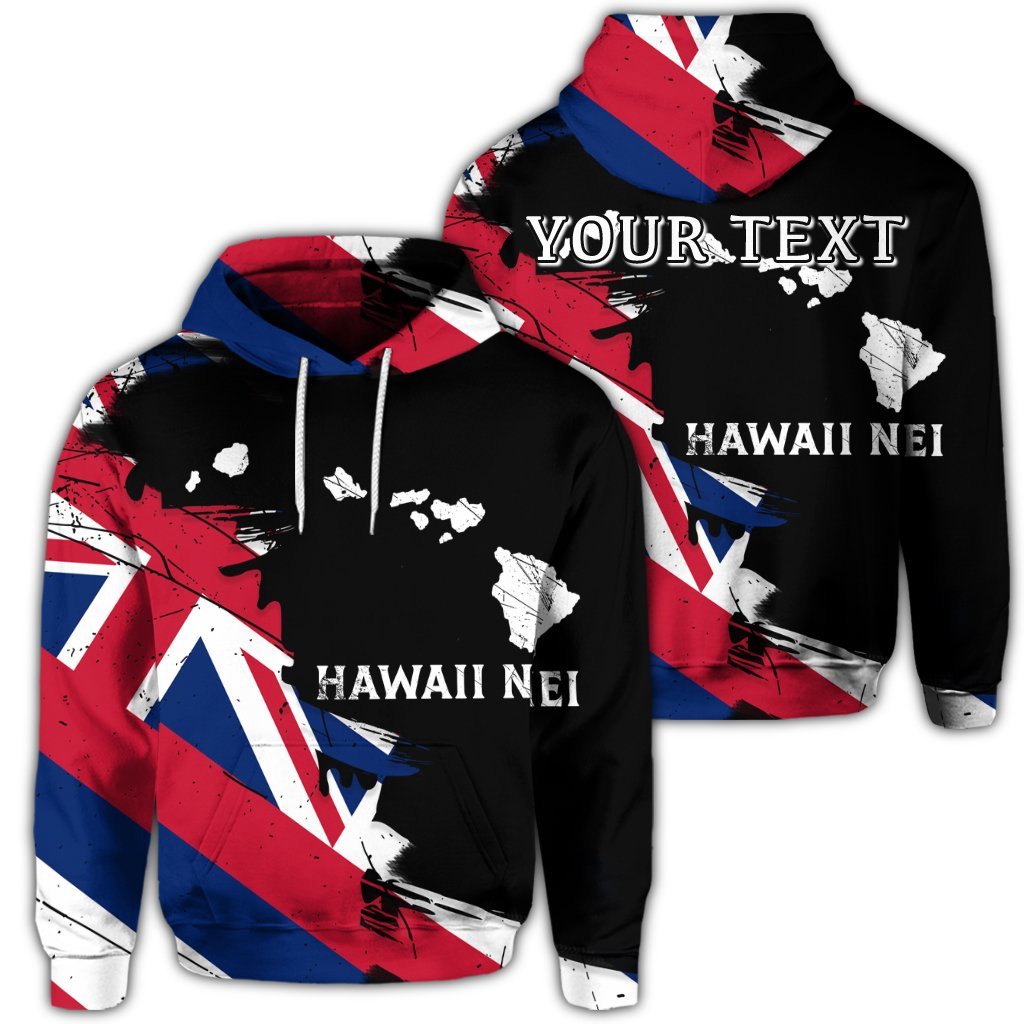 Custom Hawaiian Flag Hawaii Map Nei Polynesian Hoodie Classic Style Unisex Art - Polynesian Pride