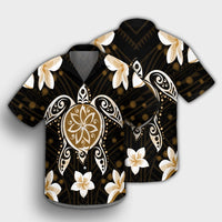 Hawaiian Gold Turtle Plumeria Hawaiian Shirt AH - Polynesian Pride