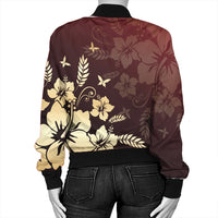 Hawaiian Golden Hibiscus Butterfly Polynesian Bomber Jacket - AH - Polynesian Pride