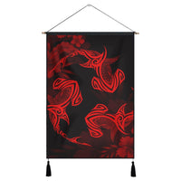 Hawaiian Hammerhead Shark Hibiscus Red Polynesian Hanging Poster - AH Hanging Poster Cotton And Linen - Polynesian Pride