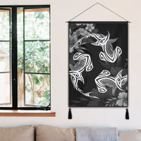 Hawaiian Hammerhead Shark Hibiscus White Polynesian Hanging Poster - AH - Polynesian Pride
