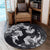 Hawaiian Hammerhead Shark Hibiscus White Polynesian Round Carpet - AH - Polynesian Pride