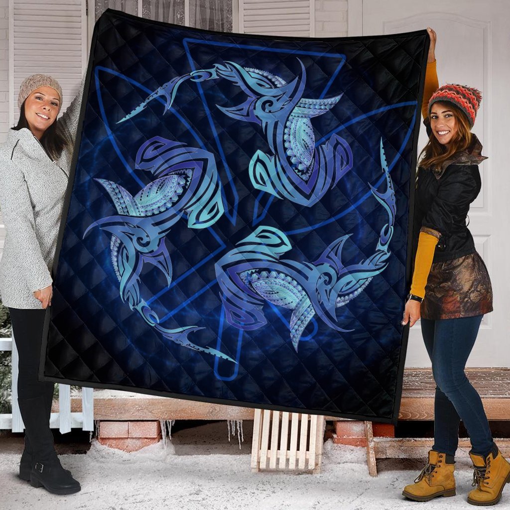 Hawaiian Hammerhead Shark Kanaka Galaxy Polynesian Premium Quilts - AH - Polynesian Pride