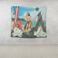 Hawaiian Hibiscus Aloha Hula Girl Dance On The Beach Tapestry - AH - Polynesian Pride