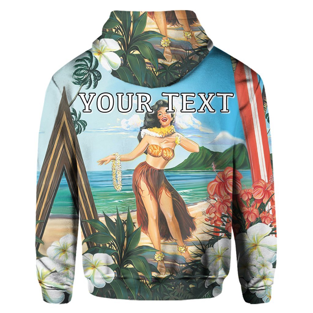 Custom Hawaiian Hibiscus Aloha Hula Girl Dance On The Beach Hoodie - Polynesian Pride