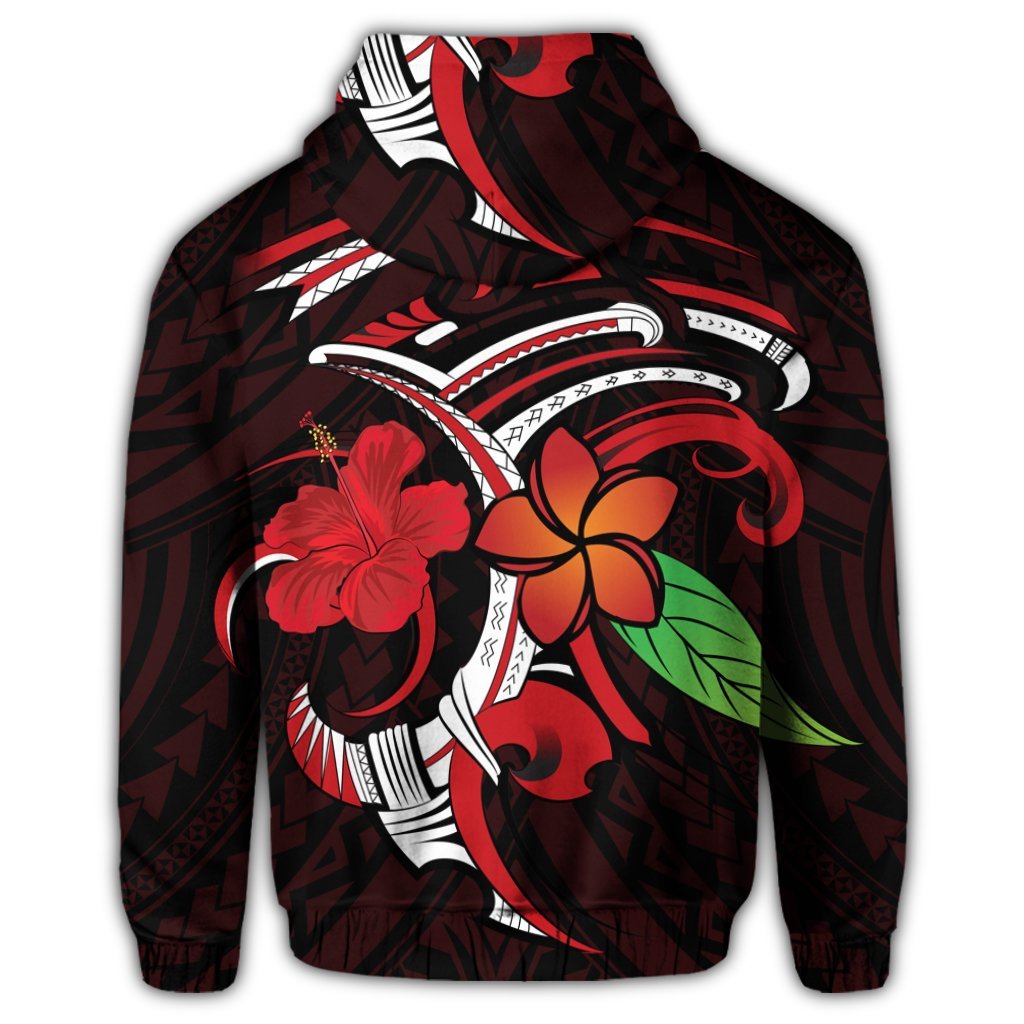 Hawaiian Hibiscus and Plumeria Flower Polynesian Zip Hoodie - Polynesian Pride
