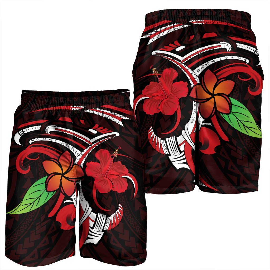 Hawaiian Hibiscus And Plumeria Flower Polynesian Men's Shorts - AH - Polynesian Pride