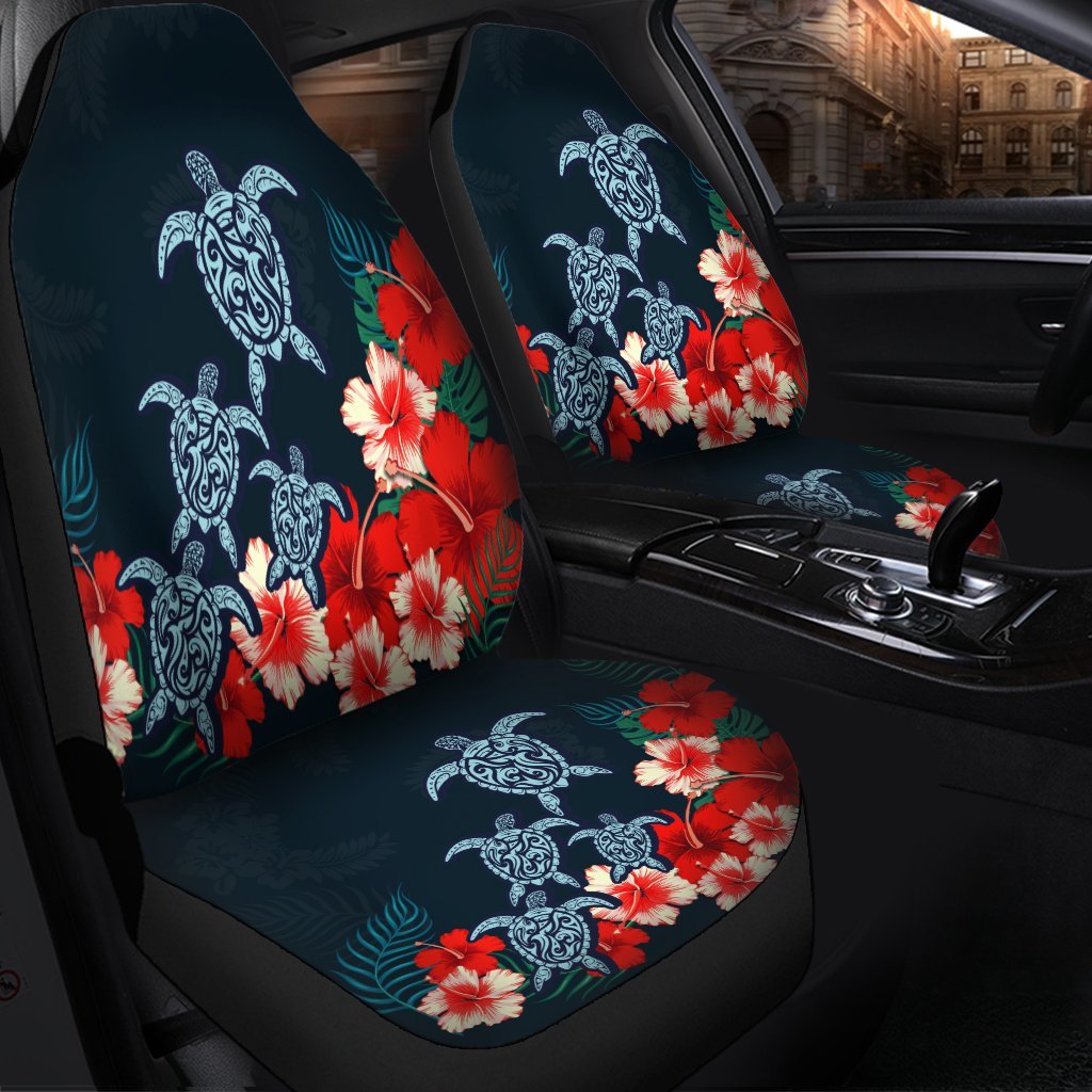 Hawaiian Hibiscus And Turtle Polynesian Car Seat Covers - AH - Polynesian Pride