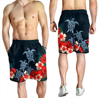 Hawaiian Hibiscus And Turtle Polynesian Men's Shorts - AH - Polynesian Pride