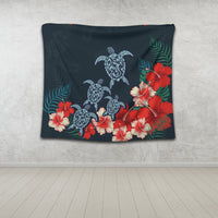 Hawaiian Hibiscus And Turtle Polynesian Tapestry - AH - Polynesian Pride