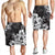 Hawaiian Hibiscus Black And White Polynesian Men's Shorts - AH - Polynesian Pride