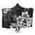 Hawaiian Hibiscus Black And White Polynesian Hooded Blanket - AH Hooded Blanket White - Polynesian Pride