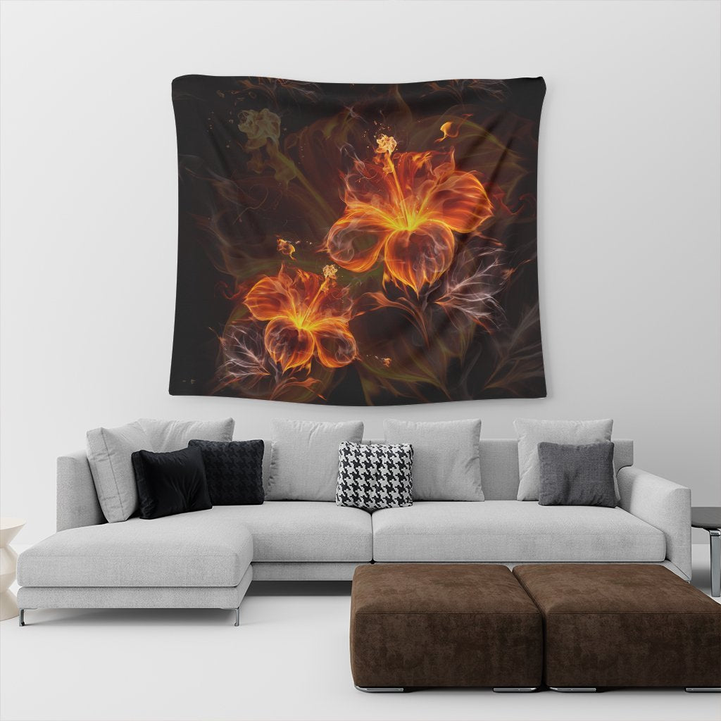 Hawaiian Hibiscus Fire Polynesian Tapestry - AH - Polynesian Pride