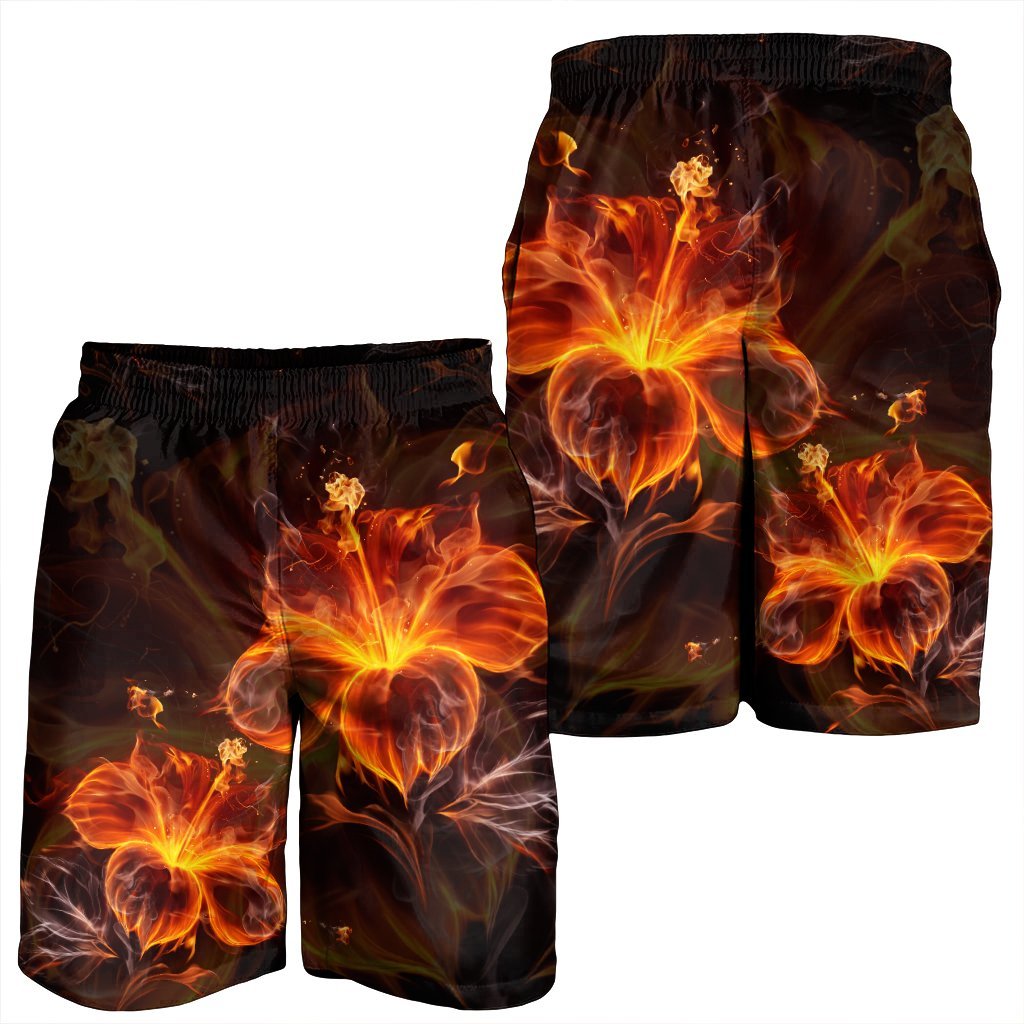 Hawaiian Hibiscus Fire Polynesian Men's Shorts - AH - Polynesian Pride