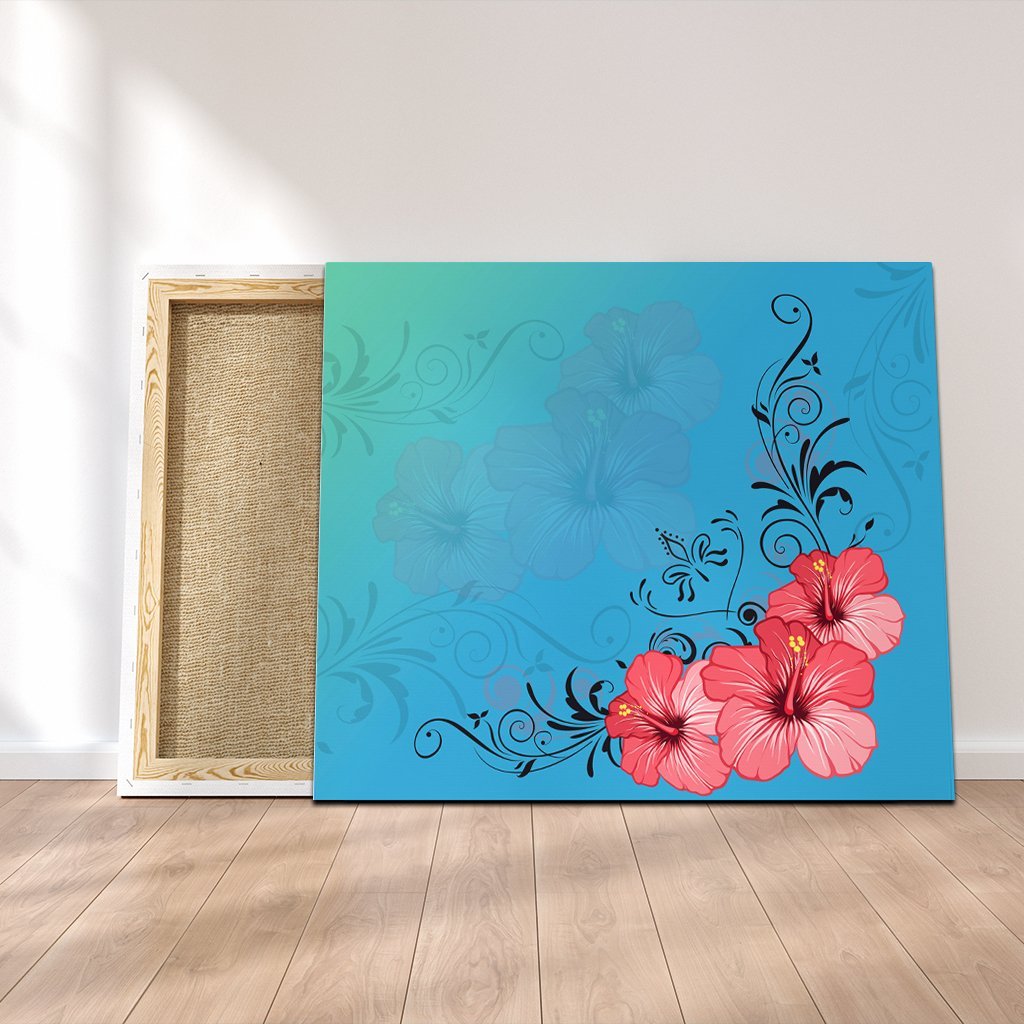 Hawaiian Hibiscus Flower Red Canvas - AH - AH Canvas Poly-cotton - Polynesian Pride
