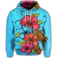Hawaiian Hibiscus Flower Soulful Zip Hoodie - Polynesian Pride