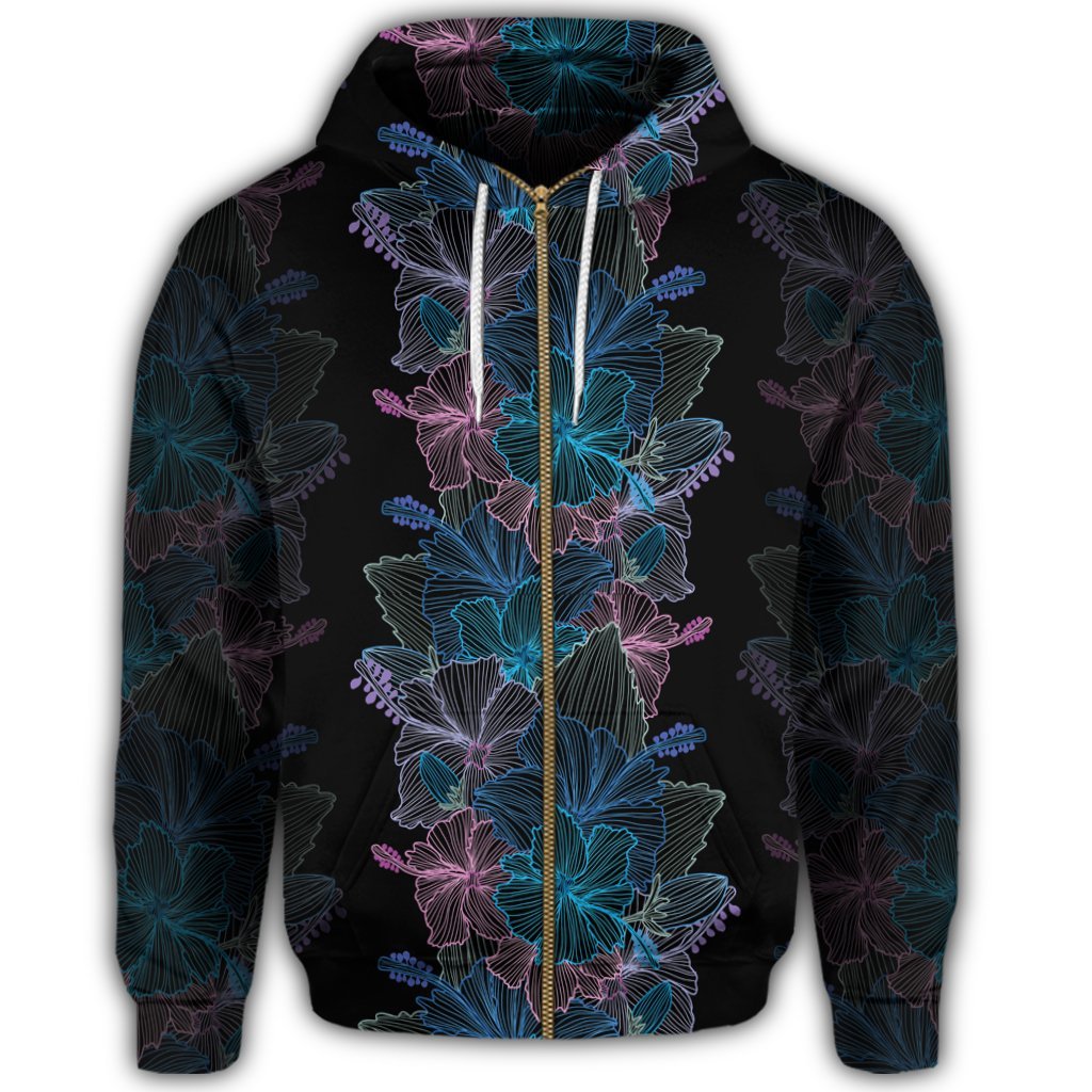 Hawaiian Hibiscus Full Color Polynesian Zip Hoodie - Polynesian Pride