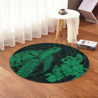 Hawaiian Hibiscus Memory Turtle Polynesian Round Carpet Green - AH - Polynesian Pride