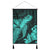 Hawaiian Hibiscus Memory Turtle Polynesian Hanging Poster Turquoise - AH Hanging Poster Cotton And Linen - Polynesian Pride