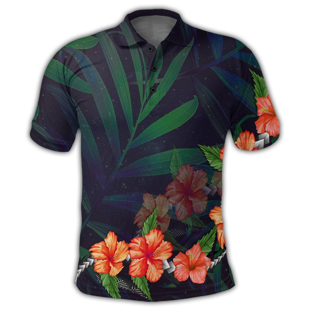 Hawaiian Hibiscus Palm Tree Background Polynesian Polo Shirt - Polynesian Pride