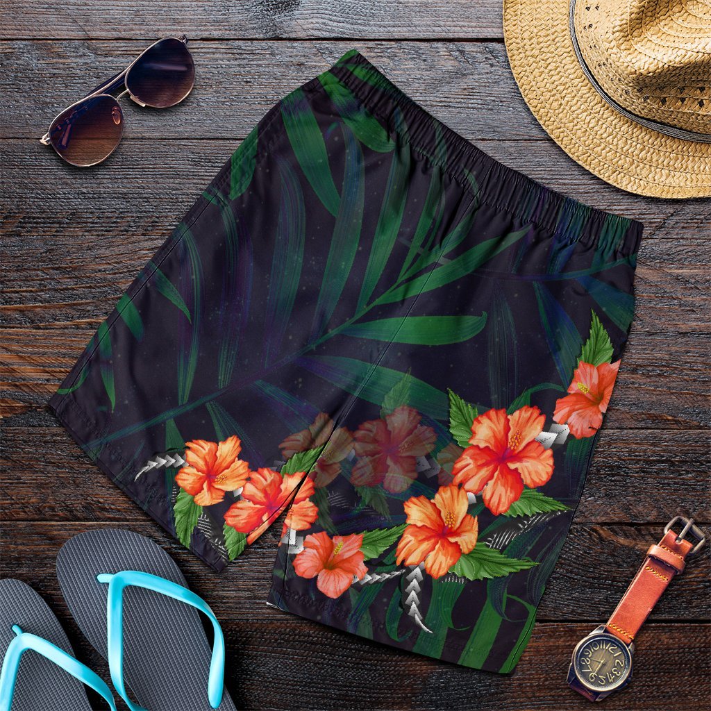 Hawaiian Hibiscus Palm Tree Background Polynesian Men's Shorts - AH Art - Polynesian Pride