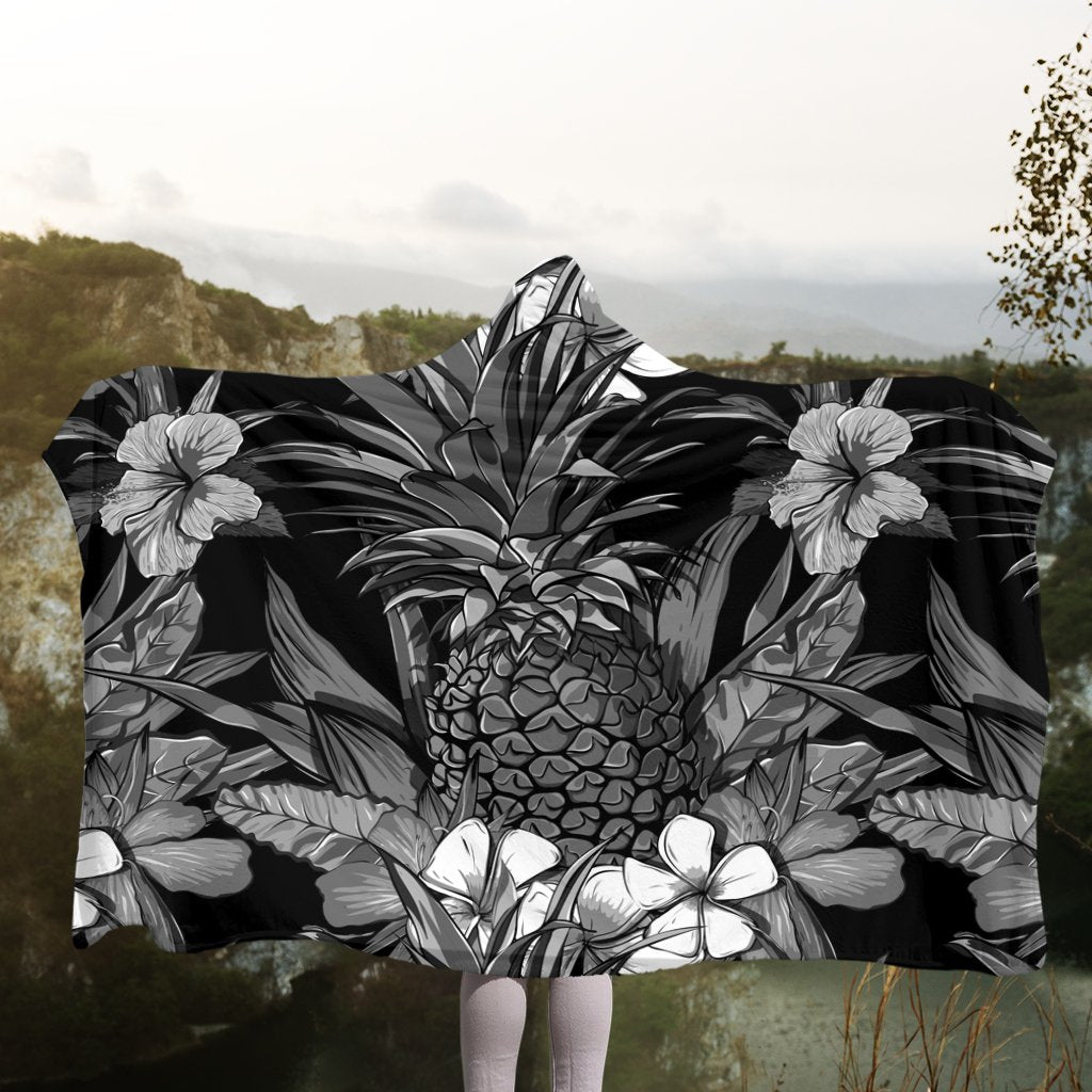 Hawaiian Hibiscus Plumeria And Pineapple Polynesian Hooded Blanket - AH - Polynesian Pride