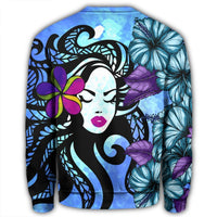 Hawaiian Hibiscus Plumeria Hula Girl Polynesian Sweatshirt - AH - Polynesian Pride